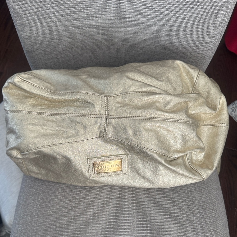 Valentino Garavani Gold Metallic Leather Hobo Bag Y2K Shoulder Purse - Picture 15 of 16